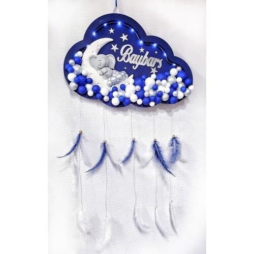 Illuminated Per Month Elephant Cloud Bubble Board Door Ornament