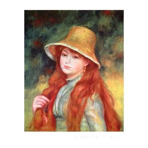 Impressionist portraits Young Girl with Long Hair by Pierre Auguste Renoir paintings Hand painted High quality