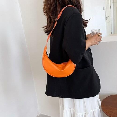 Simple Hobos Bag Fashion PU Leather Womens Handbag Travel Shoulder Bags Crossbody Bag Zipper Women Bag Day Clutch Sac Femme