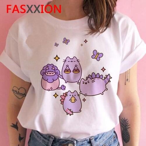 Pusheen the cat kawaii t shirt women harajuku korean funny Casual tshirt female ulzzang Graphic print short sleeve t-shirt top