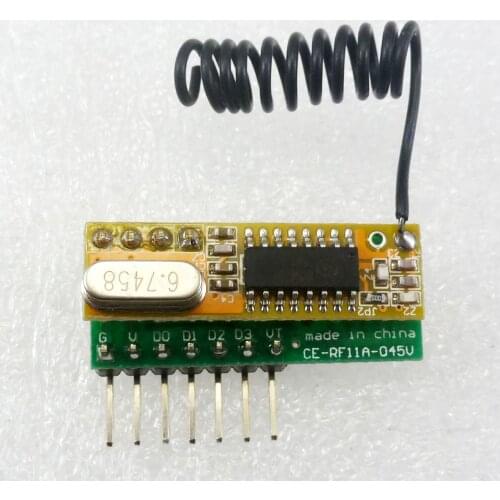 RF11A04 3-5V 433MHz 4Ch Decode Module Wireless RF Receiver Delay Board for EV1527 PT2262 remote control Relay door sensor