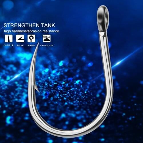 High Carbon Steel Fishing Hook Strong Stainless Steel Barbed Sea Fishhook Large Size Hunting Big Fish Grouper Hooks Tackle Set