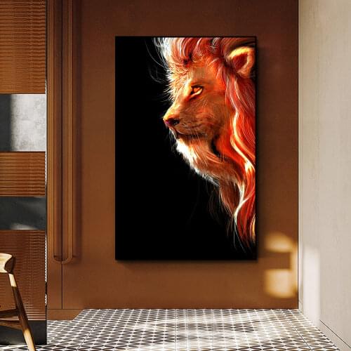 Animal Lion Ferocious Poster Canvas Print Wall Art Picture For Living Room Home Decor Wall Decoration Frameless