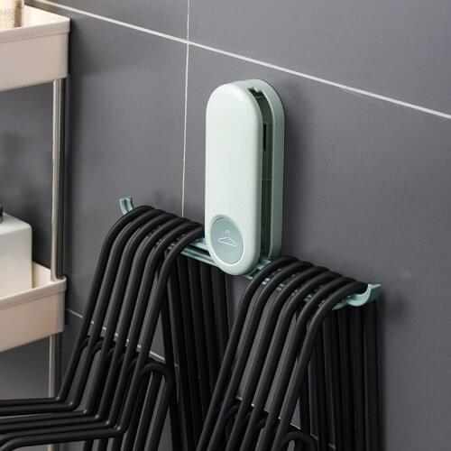 Hanger Storage Racks Wall-mounted seamless stickers Storage Organization Fold double-row hanger hooks Bathroom Kitchen GUANYAO