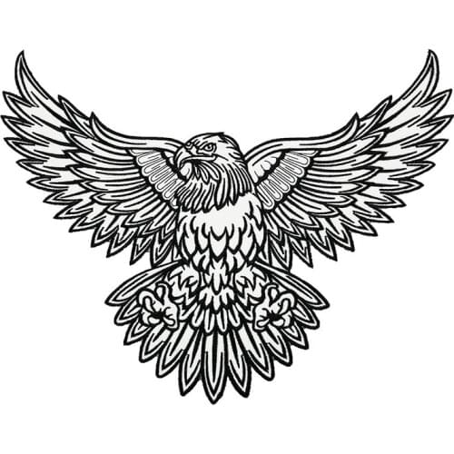 Embroiderd Eagle Tattoo Funk Patch Iron On Motorcycle Full Back Size For Jacket Clothing Badges