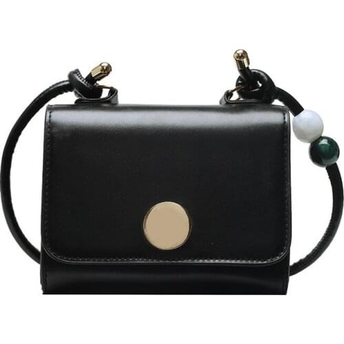 Ladies Simple Style Shoulder Bag Personalized Beads Decoration Strap Square Crossbody Messenger Bag for Dating Travel