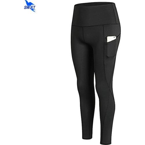 Women High Waist Yoga Pants Quick Dry Running Tights Workout Fitness Gym Compression Leggings Elasticity Sportswear with Pockets
