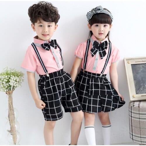 1 set Children Hip Hop Dance Costumes for Kids Jazz Clothes Kindergarten Summer School Uniforms