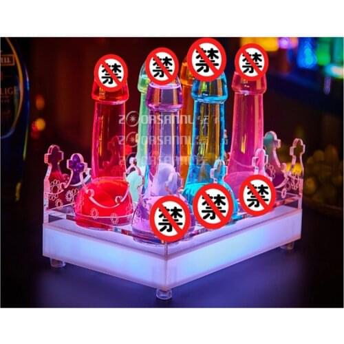 1 Set Rechargeable Luminous LED light up Glass Tray Bullet Cup Holder with penis cocktail glass cup bar Disco Party Decorations