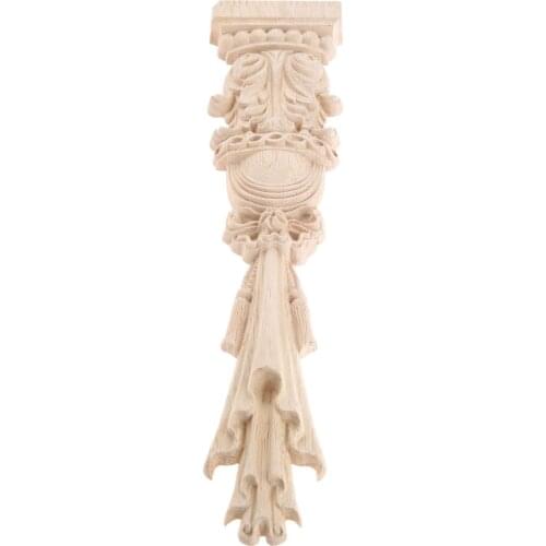 1x Floral Wood Decal European Style Woodcarving Furniture Carved Applique Home Wooden Pillar Decoration Accessories 30*7*1.8cm