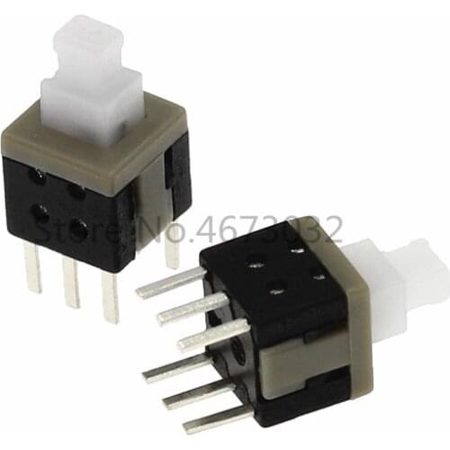 20pcs 5.8*5.8mm Push button switch DIP double 6Pins Latching switch 5.8x5.8 The power switch