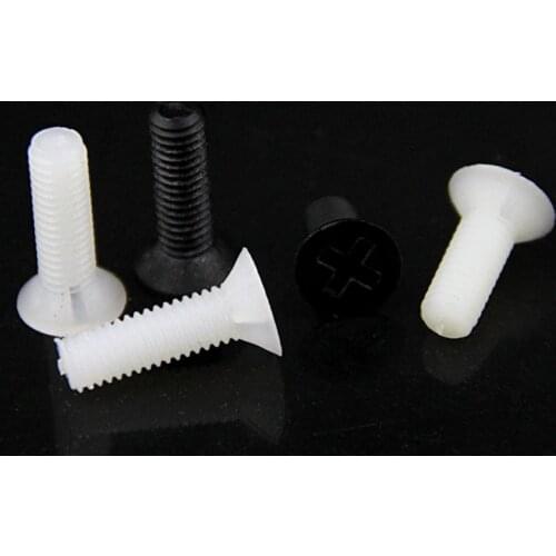 50pcs white Nylon Machine Phillips Flat Head Cross Recessed Countersunk Head Screw Plastic *M2.5/M3/M4/M5/M6