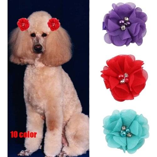 6Pcs Random Delivery Dog Hair Accessories Lace Flowers Clip And Handmade Girl Hair Decoration Pet Supplies