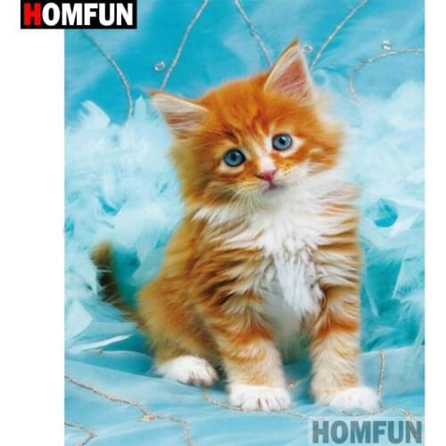 HOMFUN Full Square/Round Drill 5D DIY Diamond Painting "Animal cat" Embroidery Cross Stitch 5D Home Decor Gift A16243