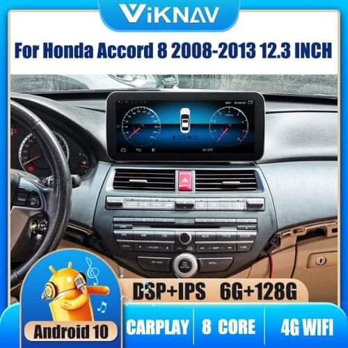 12.3 inch Android 10.0 Car Radio For Honda Accord 8 2008 2009 2010 2011 2012 2013 GPS Navigation Multimedia Player with carplay