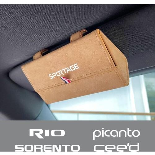 Car Sun Visor Glasses Case Organizer Box For Kia Sportage Rio Picanto Sorento Ceed Optima Soul Forte Cadenza K9 SEDONA TELLURIDE