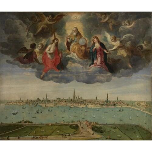 Free shipping classical Christian figures Jesus angels cloud canvas prints oil painting on canvas wall art decoration picture