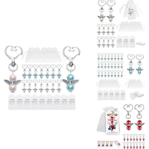20Pcs Guardian Angel Keychain Wedding Baptism Mini Keepsake Wings Pendant Decorative Jewelry