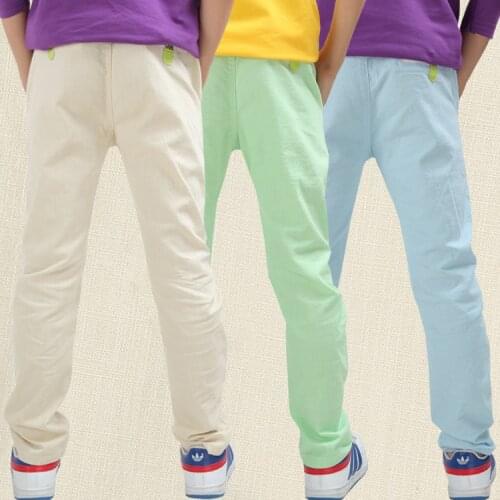 Boys casual pants 2019 Summer fashion kids pants Cotton Linen elastic waist british style trouser for children pants size 3-16y