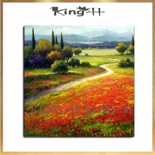 Fabricante experimentado al por mayor de alta calidad pintura al óleo del paisaje del jardín de primavera moderna pintura al óle