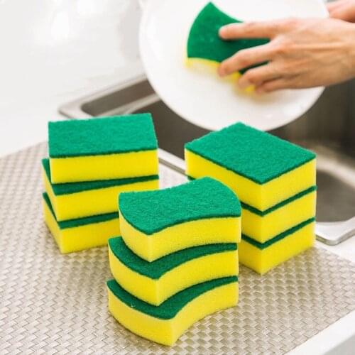 6pcs Dishwashing Sponge Kitchen Decontamination Cloth High Density Magic Sponge Eraser Kitchen Double-sided Cleaning Tool