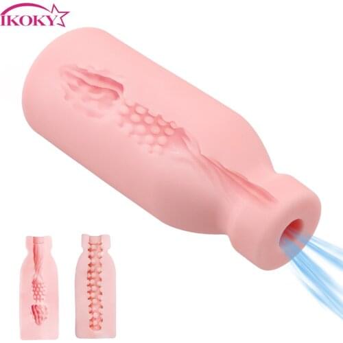 IKOKY Sex Toys for Men Bottle Shape 3D Artificial Vagina Masturbator TPE Oral Blowjob Masturbation Cup Real Pussy Adult Sexy Cup