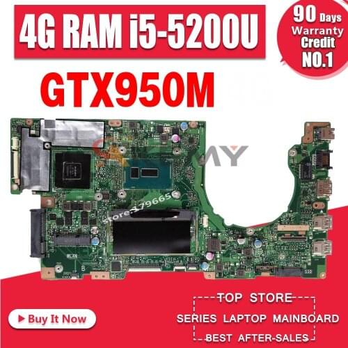 K501LX Laptop motherboard For Asus K501LX K501LB K501L K501 V505L A501L Test original mainboard I5-5200U GTX950M 4G RAM