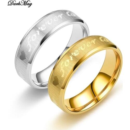 DarkMag Gold Forever Love Wedding Rings Couple Eternity Engagement Heart Men Women Ring In Stainless Steel