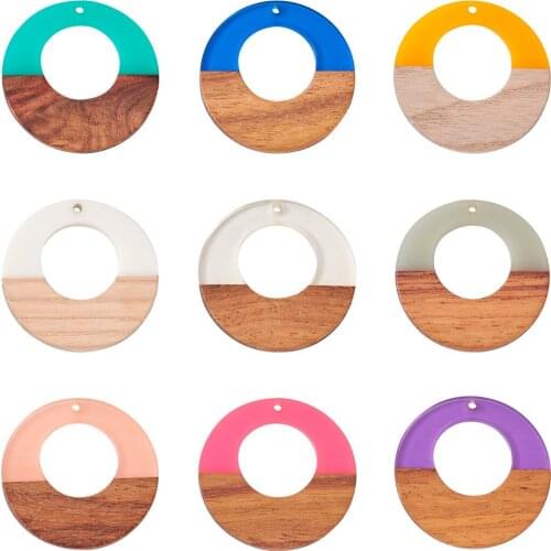 1box Mixed Color Resin & Wood Earrings Pendants Star Monstera Leaf Round Pendant Charms for Jewelry Making DIY Earrings Findings