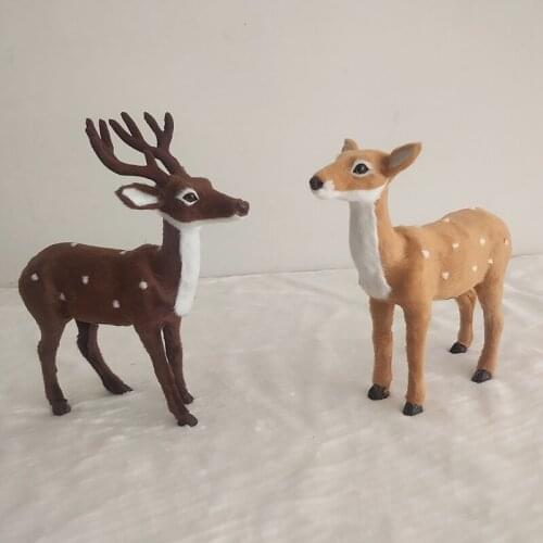 Simulation Merry Christmas Deer Scene Arrangement Props Christmas Elk Plush Reindeer Natale Christmas Decoration Figurines