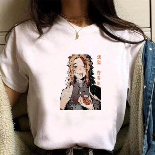 2021 Hot Anime Demon slayer Rengoku Kyoujurou Fashion Harajuku Summer Short-sleeve Male T-shirt