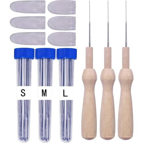 LMDZ 102Pcs DIY Wool Felt Kit Handle Wool Felting Tools Handmade Felt Needle with 90 Felting Needles With Clear Bottle with