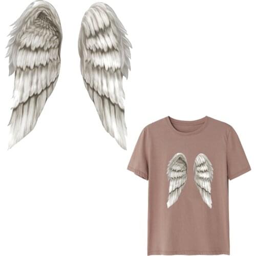 White Wing Girl Stripes Heat-Sensitive Patches Thermo Stickers On Clothes Iron On Transfers For Clothing Applique DIY Stickers