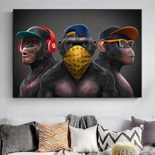 Funny Monkey Wall Art Animal Pictures on Canvas Super Cool HD Print for Home Living Room Decoration Posters and Prints Cuadros