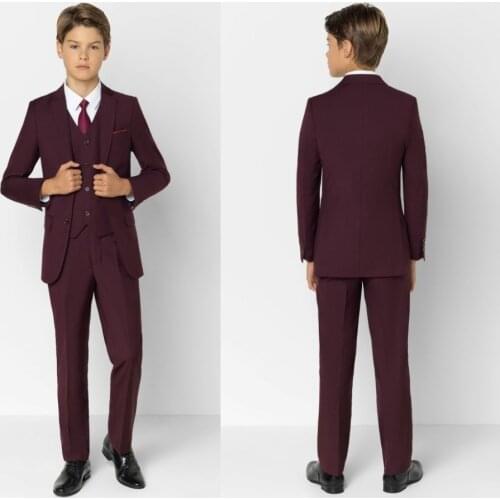 2019 New Arrival Boys' Attire Peaked Lapel Kids Suits Fashion Children Clothing Set 3 Pieces Prom Suits (Jacket+Pants+Tie+Vest)