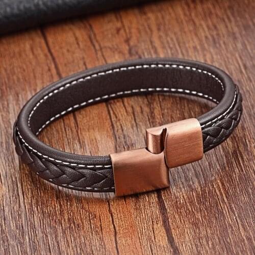 2019 New Fashion Genuine Leather Braid Charm Bracelet Magnetic Buckle Clasps Vintage Women Men Bracelets & Bangles Men Jewelry