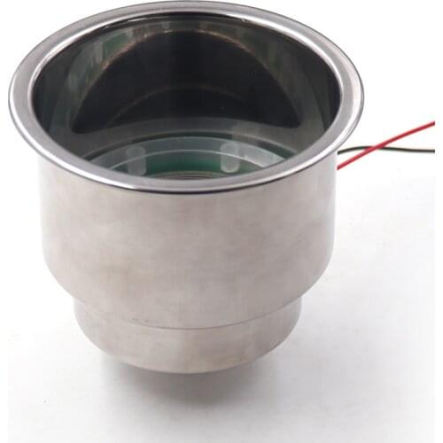 New LED Light Drink Holder Blue 8 LED Recessed Stainless Steel Cup Drink Holder Cup Shape For Car Marine Boat