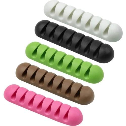 USB Cable Organizer Wire Winder Silicone Tie Fixer Wire Management Organizador Cord Clip Office Desktop Phone Cables Holder Hot