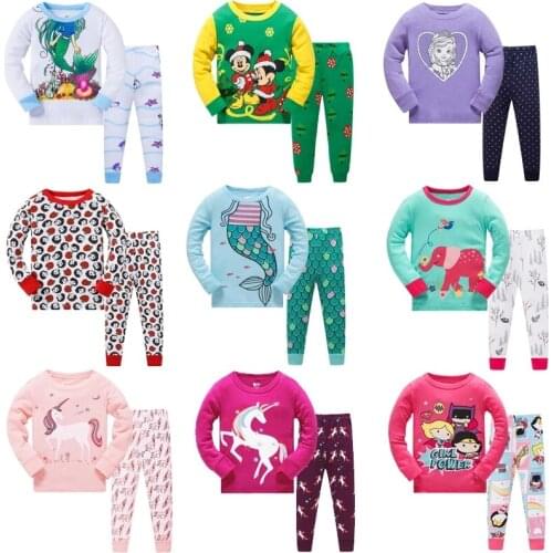 New Children Pajamas Sets Boys Mickey Cartoon Animal Print Nightwear Girls Family Kids Clothes mermaid Sleepwear 3-8Year Pyjamas