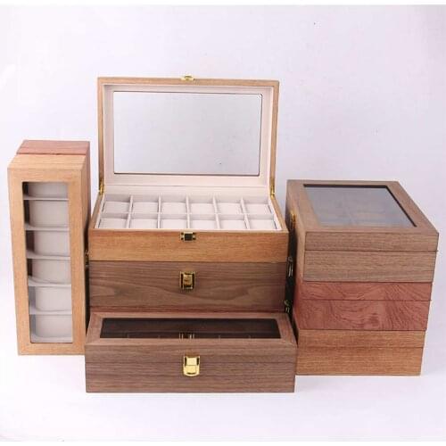 6/10/12 Grids Retro Red Wooden Watch Display Case Durable Packaging Holder Jewelry Collection Storage Watch Organizer Box Casket
