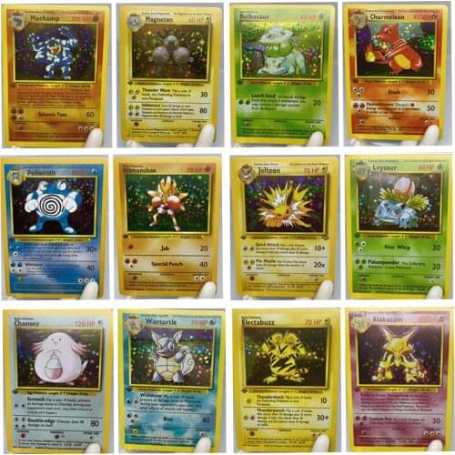Pokemon12pcs brand new 1996 DIY POKEMON CARD Blastoise Charizard Mewtwo Gyarados Ninetales Pikachu game collection kids toy