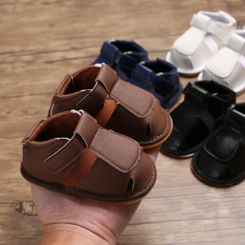 0-18M Summer Infant Baby Boy Girl Sandals Casual Soft Shoes Solid Leather Hook Shoes