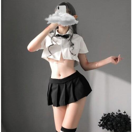 Sexy Lingerie Sexy Cute Split Student Wear Two-dimensional Pleated Skirt Suit College Style Sexy Pajamas Suit Charming Girl