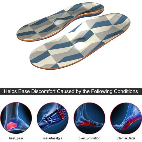 Gray Block Plantar Fasciitis Arch Support Insoles Memory Foam Insoles for Women Men,Shock Absorption Sports Shoe Inserts