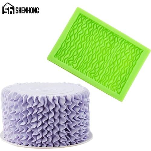 SHENHONG Skirt Pattern Silicone Cake Mold Princess Birthday Fondant Paste Sugar Craft Pastry Border Decorating Mould