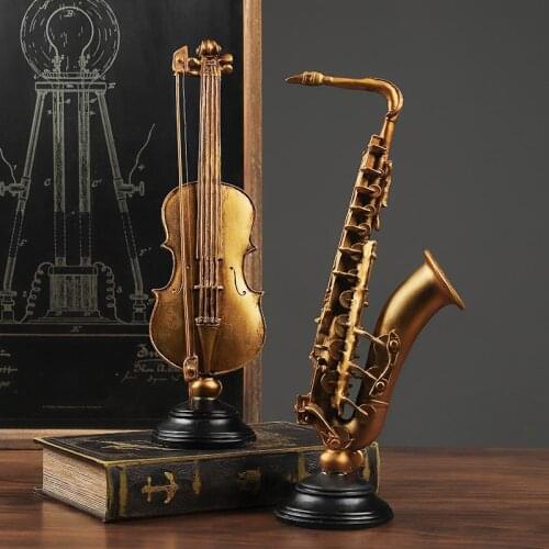 Violin resin statue saxophone sculpture music home decor statues for decoration nordic decoration home crafts beelden decoratie