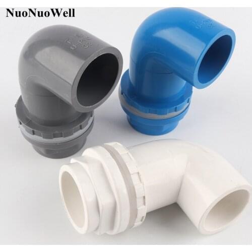 1pc 32mm PVC Pipe Connectors Hi-Quality Aquarium Fish Tank Inlet Outlet Joints Aquatic Pet Water Supply Tank Elbow Drainage