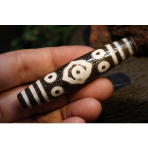 Treasure Magic Power SUPER Energy Magic Energy Tibetan old Agate 11 Eye 4 Line Long dZi Bead Totem 78MM Pendant 3A LKbrother