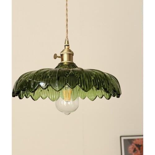 Modern Glass Pendant Lighting Fixture Luminaire Green Flower Bar Restaurant Hanging Light Lamp Creative Shop Bedroom Bedside
