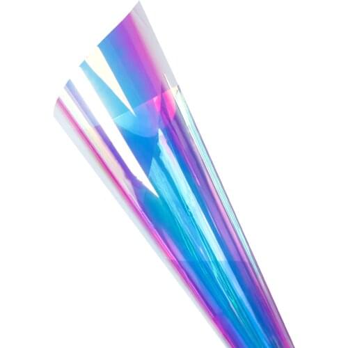 SUNICE 68X50CM Dichroic Iridescent Glass Adhesive Film VLT 20% Privacy Chameleon Window Tinting Festival Celebration Decor Film